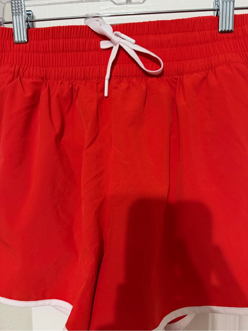 Athleta Red Athletic Shorts with White Drawstring and white detail size XS nwot